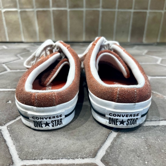 Converse All Star Low-Top Suede Sneakers in Rust Orange with White Star - Picture 2 of 4